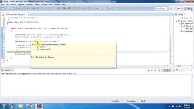 How to use append(CharSequence csq, int start, int end) method of CharArrayWriter? | Java IO