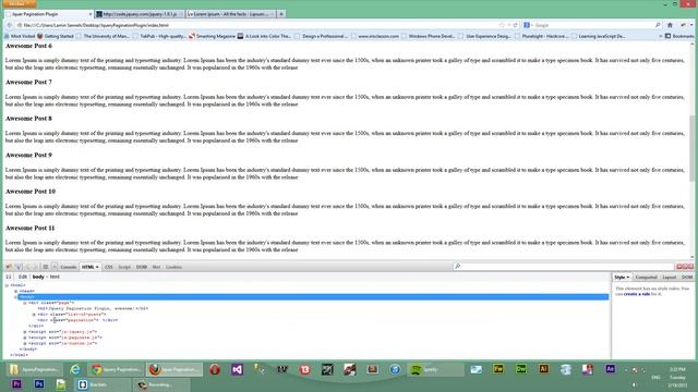 Jquery Pagination Tutorial plugin, Javascript pagination tutorial Plugin Simple pt.3/6