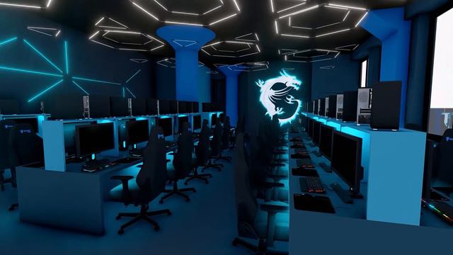 интерьер современного компьютерного клуба