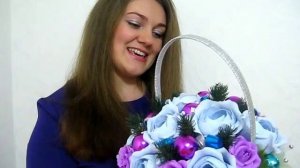 Букет из конфет в корзине. Презентация.