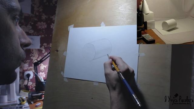 Рисунок цилиндра в горизонтальном положении (построение методом визирования) смотреть онлайн