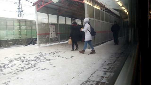 Станция Нара. Киевское направление РЖД. ЭД4М 0493. Прибытие и отправление. смотреть онлайн