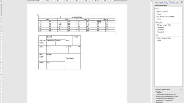 ADA Merged or Split Cells and Check Reading Order
