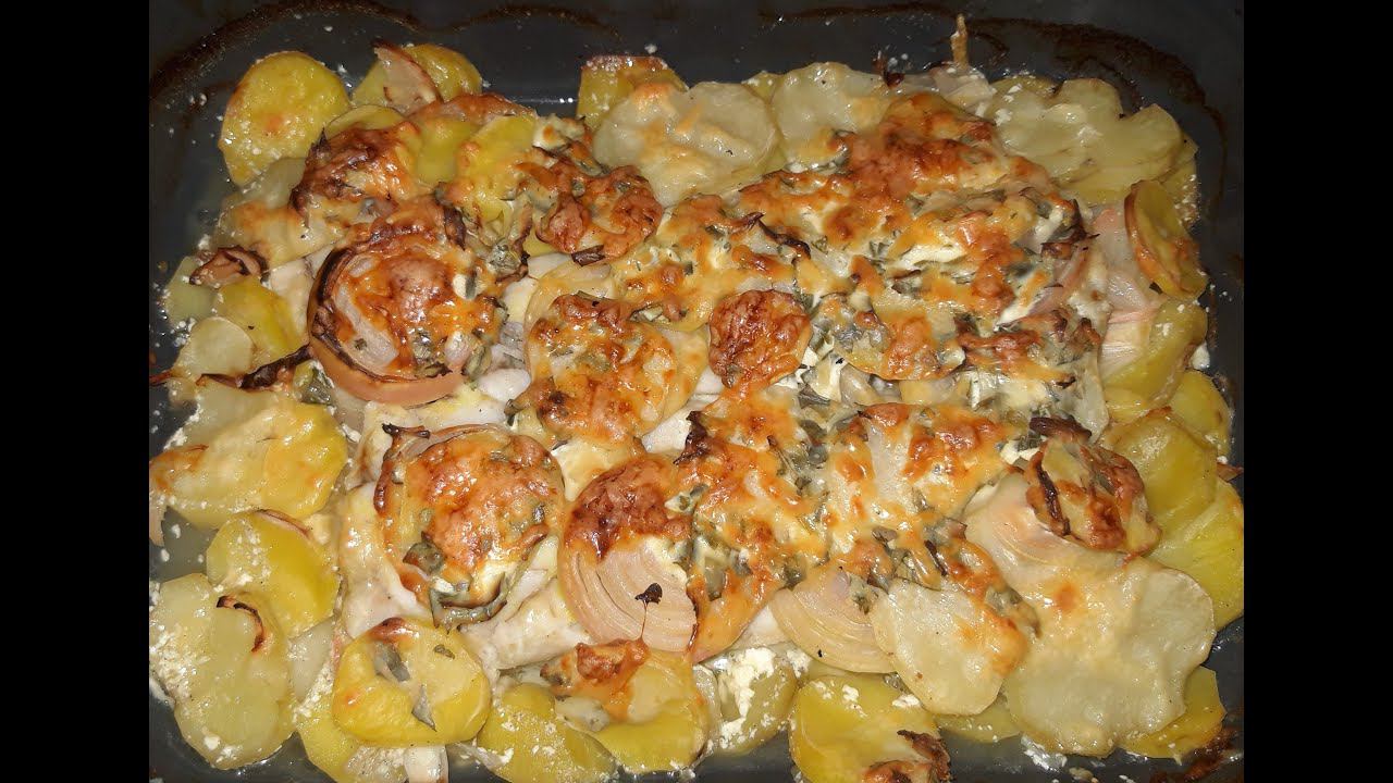 Картошка с рыбой в духовке  Запеканка с рыбой и картошкой  Рыба с картошкой