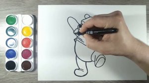 Как нарисовать Винни Пуха, персонажа из  Walt Disney. Раскраска для детей. Рисунки для начинающих.