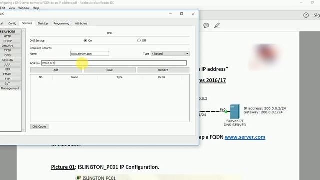 Configure DNS server in Cisco Packet Tracer
