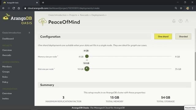 Create a Deployment on ArangoDB Oasis