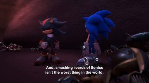 Sonic Prime, but only Shadow (and Sonic) fights with Grim Sonic and its duplicates.