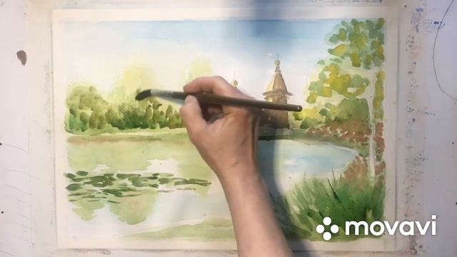Пейзаж акварелью.