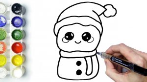 ⛄ CÓMO DIBUJAR UN MUÑECO DE NIEVE DE NAVIDAD KAWAII FACIL  DIBUJOS DE NAVIDAD