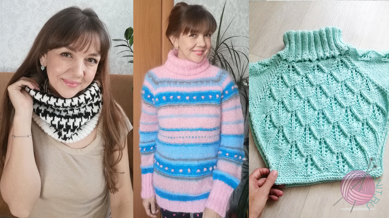 Готовые вязаные работы за январь || Свитер, манишка, снуд смотреть онлайн