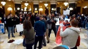 Songs and protest in the WI Capitol Rotunda: Sunday March 6, 2011