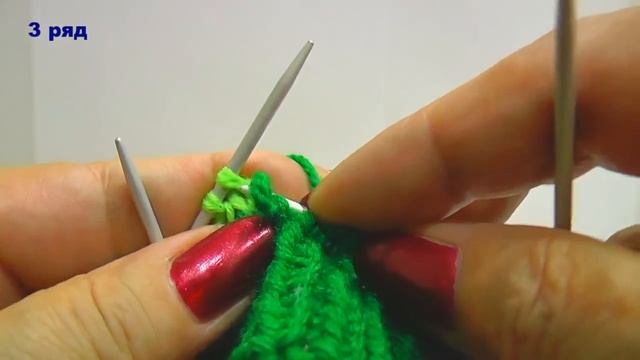 Вязание шапочки спицами. Зеленая шапочка жаккардом. смотреть онлайн