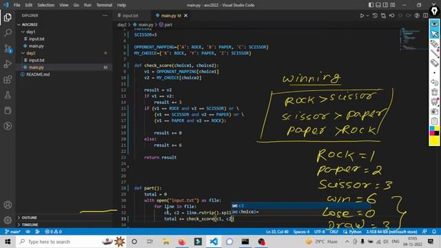 Day 2 -  Advent of Code 2022 #adventofcode #coding #codingchallenge #python