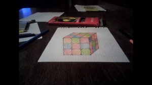 Как нарисовать 3Д куб. 3D рисунки на бумаге. How to draw a 3D cube. 3D drawings on paper. Иллюзия