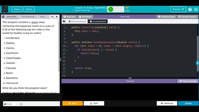 AP CS A - Code.org: Unit 3: Lesson 4 #1 (2022) смотреть онлайн