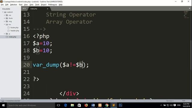 php fundamentals tutorials in bangla step by step ||Php Comparison operators (Part - 11)