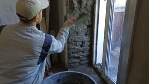Штукатурка(ЦПС) верхнего и бокового откоса. Установка подоконника.