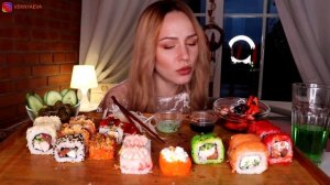 MUKBANG | Огромные роллы, краб | Rolls/sushi | не ASMR