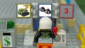 Строительные машины строят мост из конструктора Lego