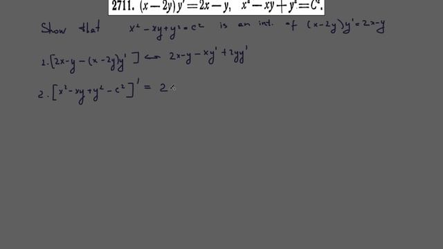 #2711 (x-2y)y'=2x-y, x^2-xy+y^2=C^2 [Demidovich] смотреть онлайн
