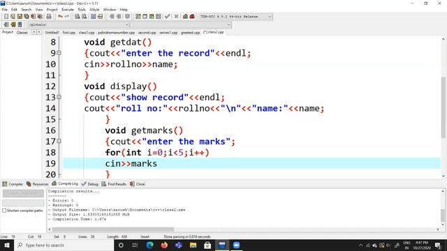 C++ Programming - Implementation array in class & array as object