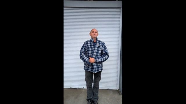 Кофта-рубашка мужская в больших размерах на меху Синий цвет, коричневая клетка смотреть онлайн