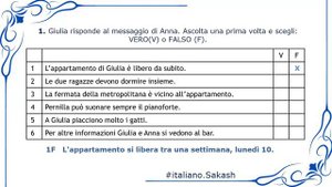 Аудирование. Итальянский язык, уровень А1. La risposta di Giulia
