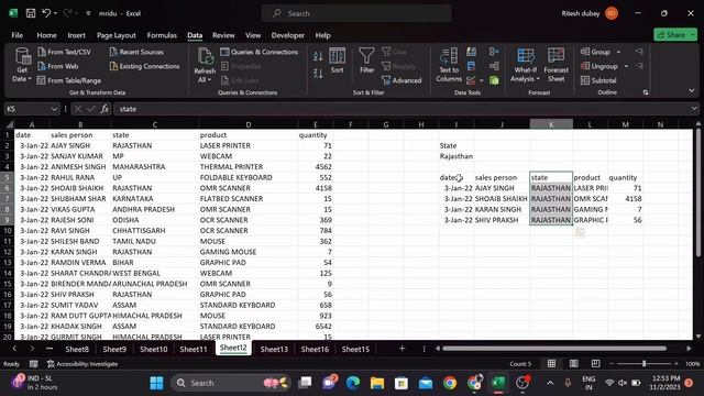 Advanced Filter In Excel In Hindi | Use Of Filter And Advance Filter In Excel #excel