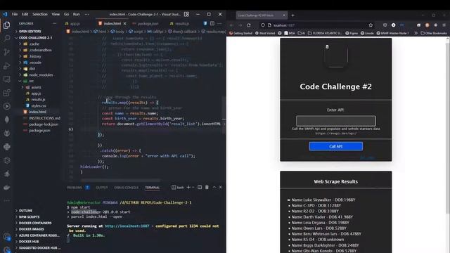 JavaScript Fetch() API and Hidden Conditional Components | Code Challenge 2