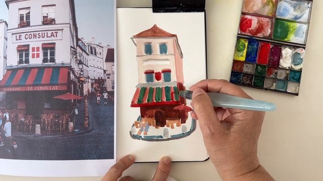 EASY Loose Urban Sketching: Gouache  Pen - Paris Café