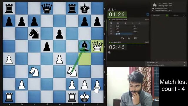 If I lose 10 blitz matches, stream ends... #chess