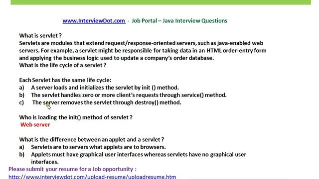 java servet life cycle of servlet java interview question interviewdot смотреть онлайн