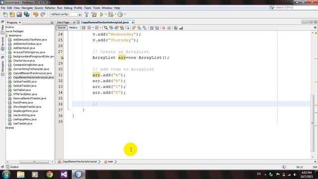 How to Copy Element from Vector to ArrayList in Java Netbeans