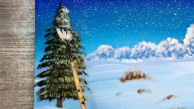 Winter Night Painting  Acrylic Painting for Beginners