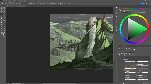 Mountain spirit Rübezahl: Digital painting of fantasy illustration in Photoshop смотреть онлайн