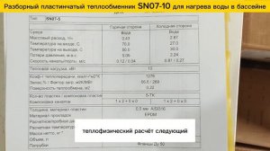 Пластинчатый разборный теплообменник SN07-10 для нагрева бассейна объемом 25м3.
