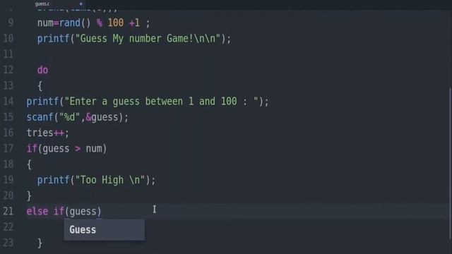 c programming projects : Guess the number Game ( Step by Step very easy )