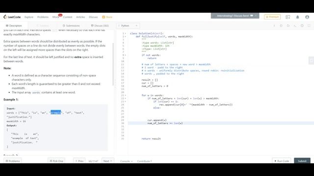 Daily Coding Problem - Problem 28 (Text Justification)