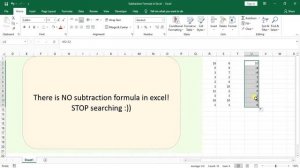 Subtraction Formula in Excel