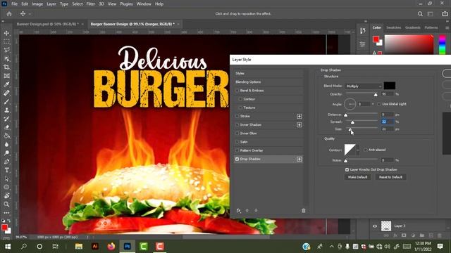 Burger Social Media Banner Design In Photoshop cc 2022 | Burger Banner Design photoshop смотреть онлайн