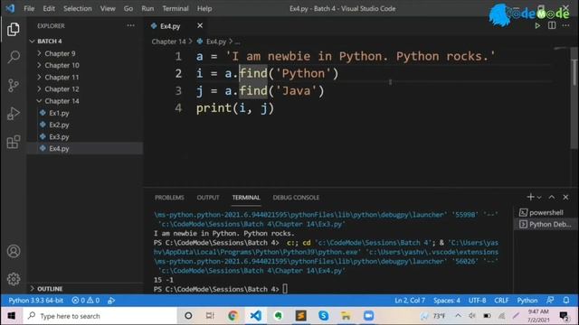 Find() function in Python | how to find substring in string