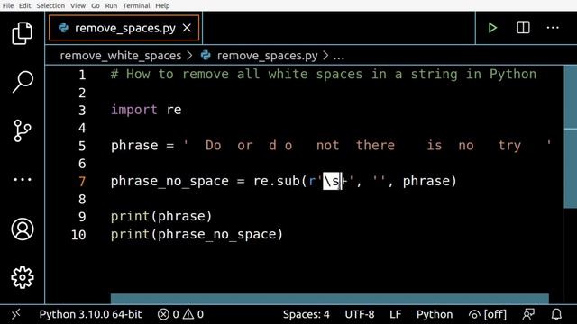 How to remove all white spaces in a string in Python