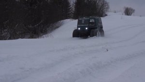 Тест-драйв вездехода БАТЫРЬ по снегу.