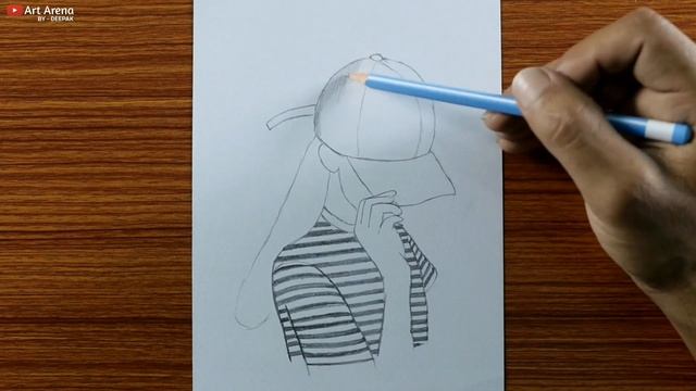 How to Draw a Girl with Cap - step by step смотреть онлайн