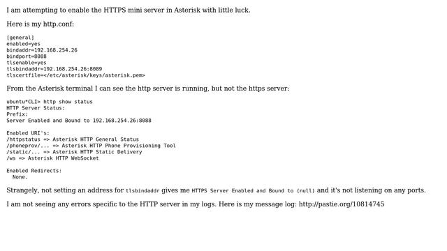 Asterisk: How to enable the HTTPS mini server? смотреть онлайн