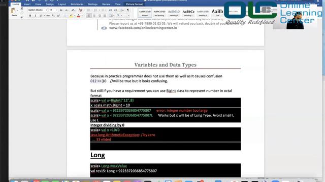 Data Types and Variables in Scala-Part 4 | Scala Data Types | Big Data |@OnlineLearningCenterIndia