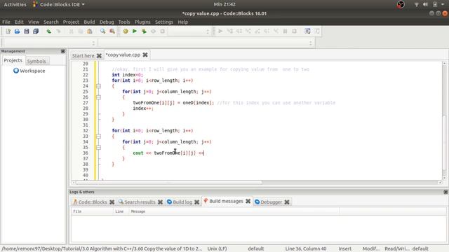 C++ Copying one dimensional array to multidimensional array