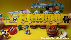 21 Surprise Eggs Kinder Surprise Spongebob Mickey Mouse Disney Angry Birds Smurfs Eggs
