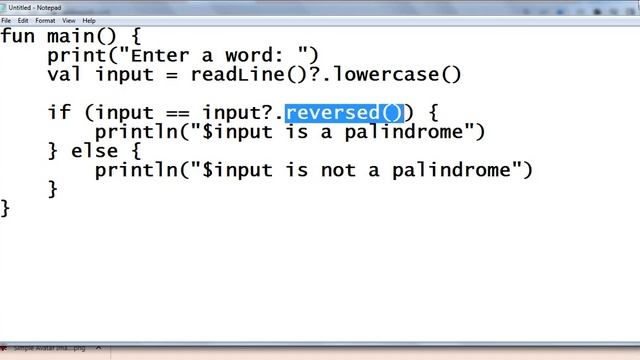 String Palindrome in Kotlin